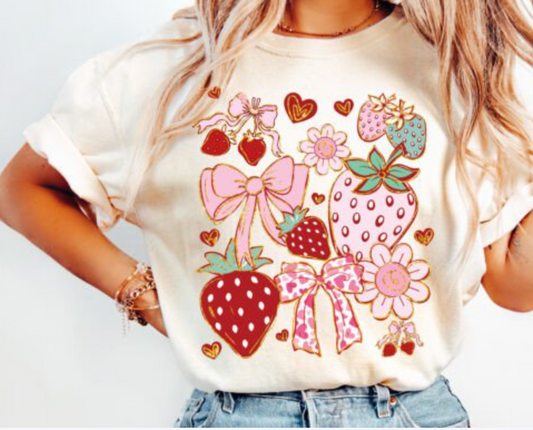 DTF Print_ Boho Strawberry Coquette