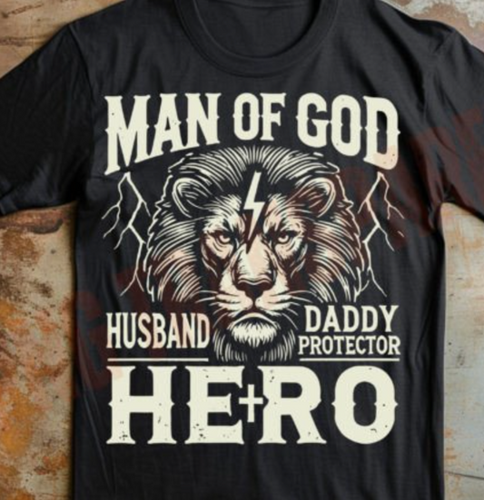 DTF Print_ Father's Day Man of God Hero Daddy Husband Religious